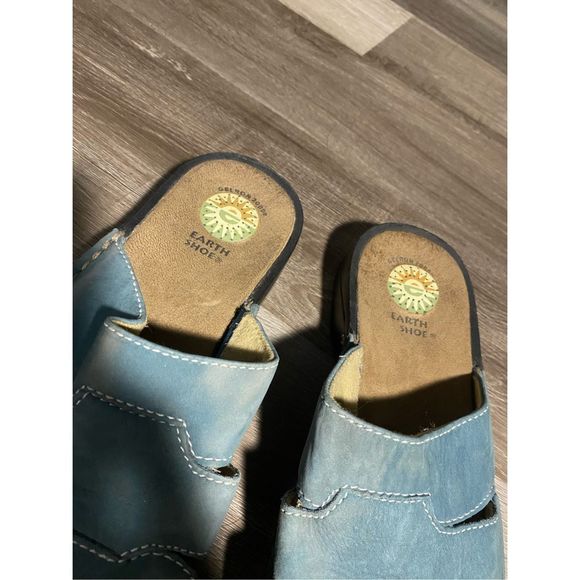 Earth Spirit Blue Leather Gelron 2000 Slip On Slide Sandals, W Size 9, MSRP $83 - Picture 3 of 15